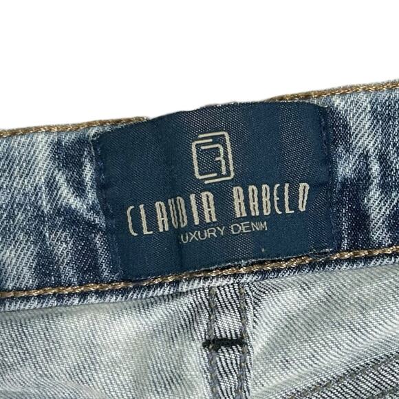 Claudia Rabelo Jeans Womens 28 Acid Distressed Straight Leg Denim Side Stripes - Picture 14 of 15